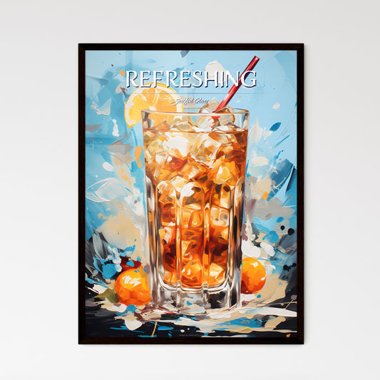 White Russian Cocktail - A Glass Of Ice Tea With Orange Slices And A Straw Default Title