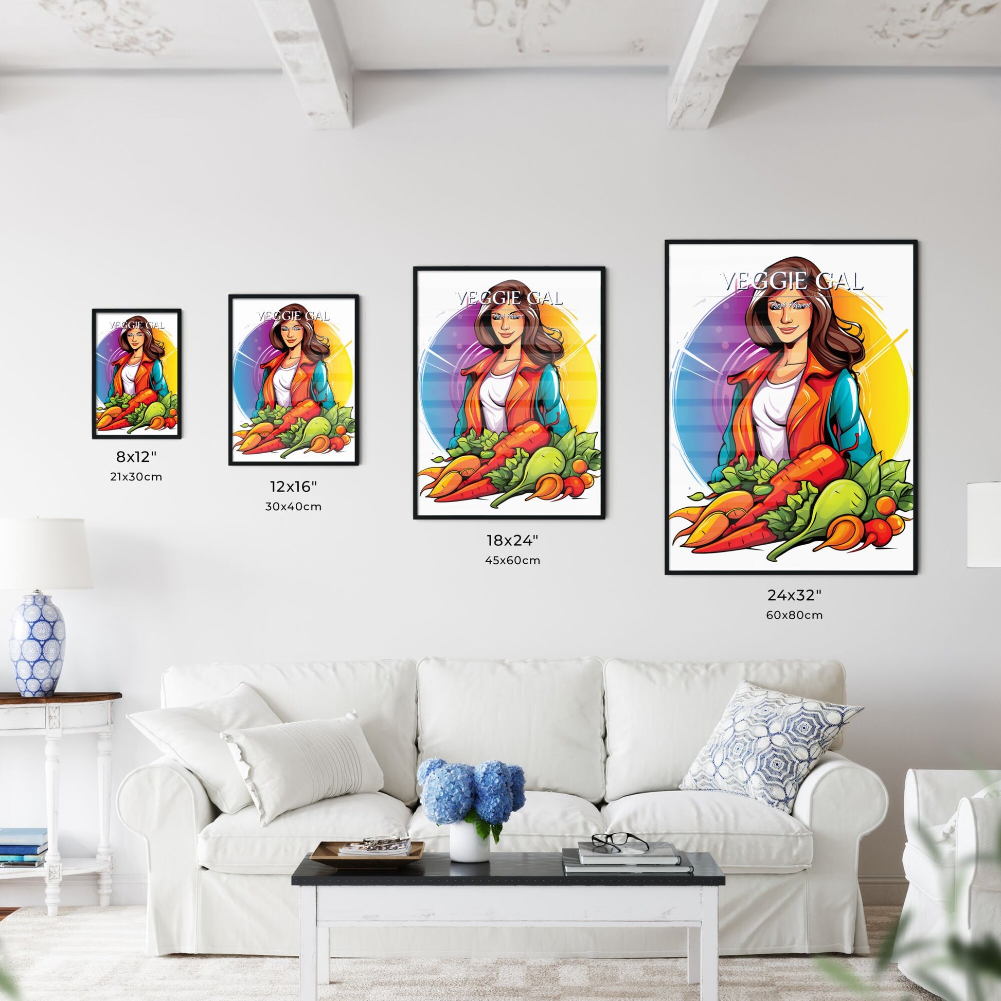 Woman Holding A Bunch Of Vegetables Art Print Default Title