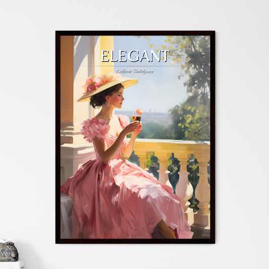 Woman In A Pink Dress Holding A Glass Of Wine Art Print Default Title