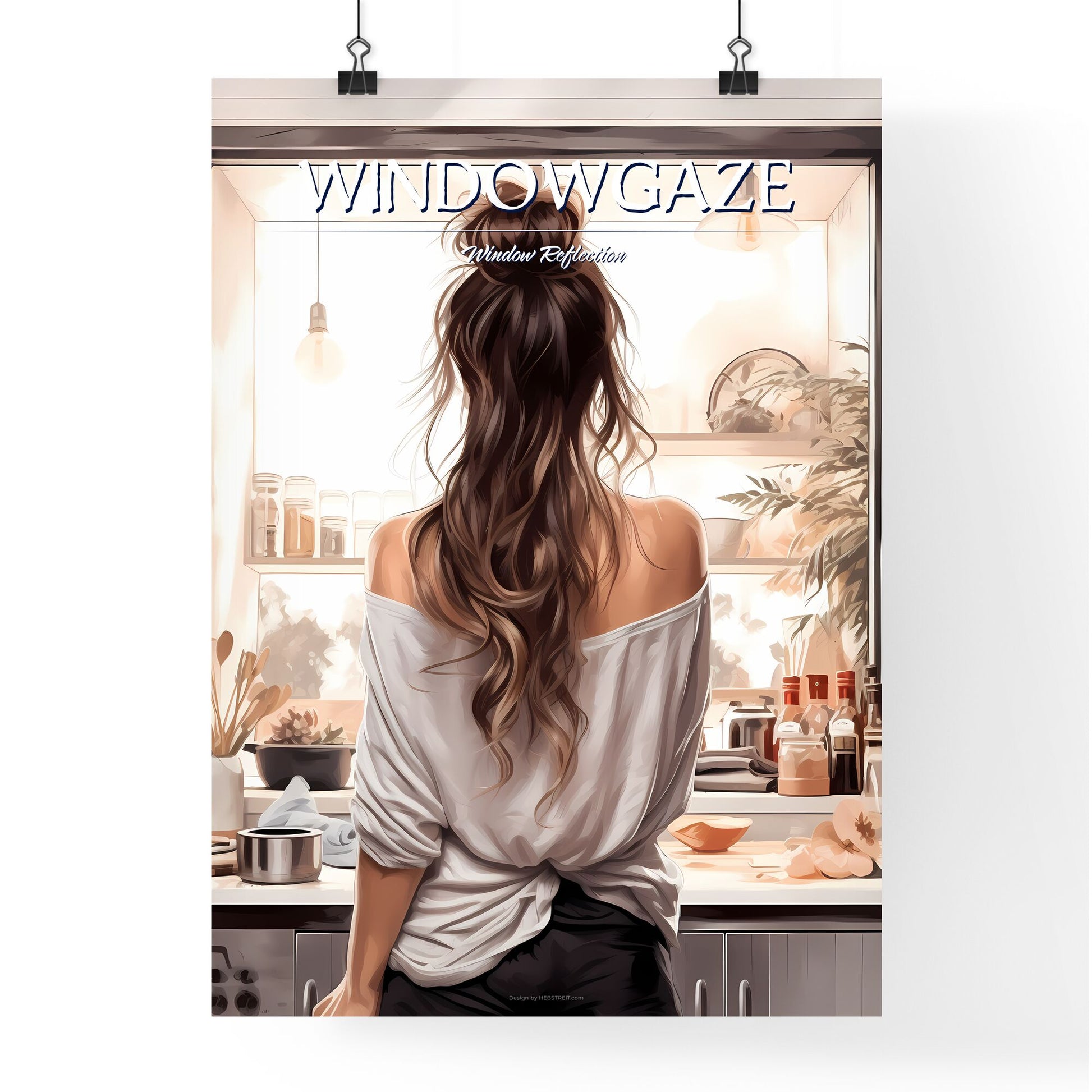 Woman Looking At A Window Art Print Default Title