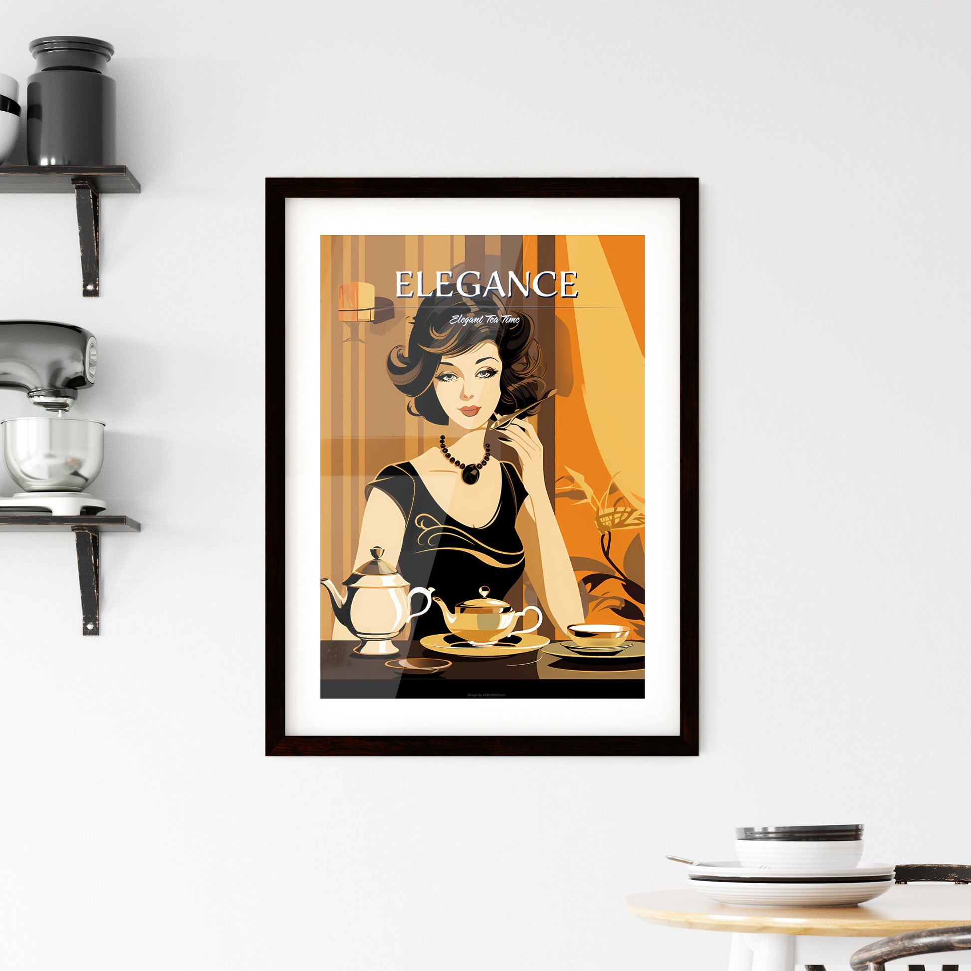 Woman Sitting At A Table With Teapot And Teacups Art Print Default Title