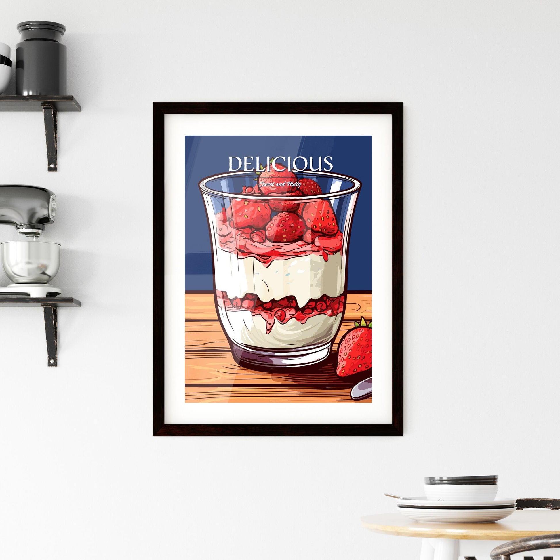 Yoghurt With Granola And Strawberries In Glass - A Glass Of Dessert With Strawberries Default Title