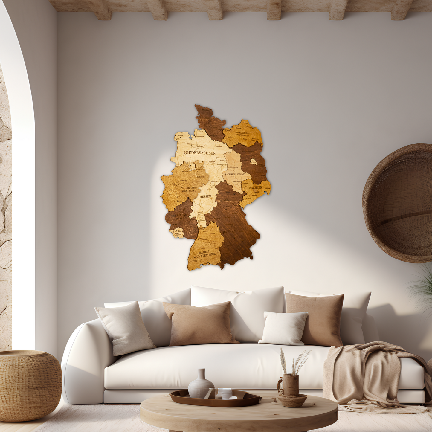 3D Germany Wooden Wall Map – Elegant Wall Art with City Names