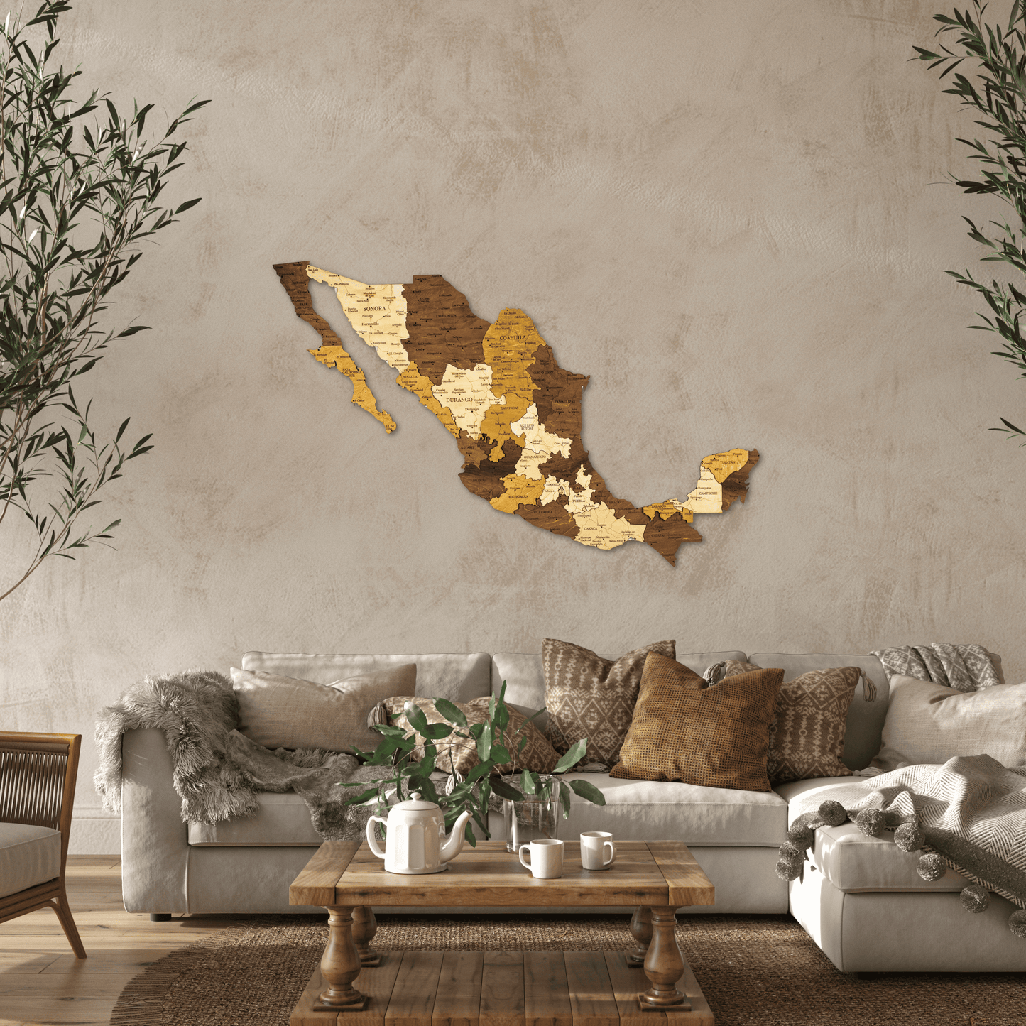 Wooden Mexico Wall Map – Stylish Handmade Decor for Home or Business