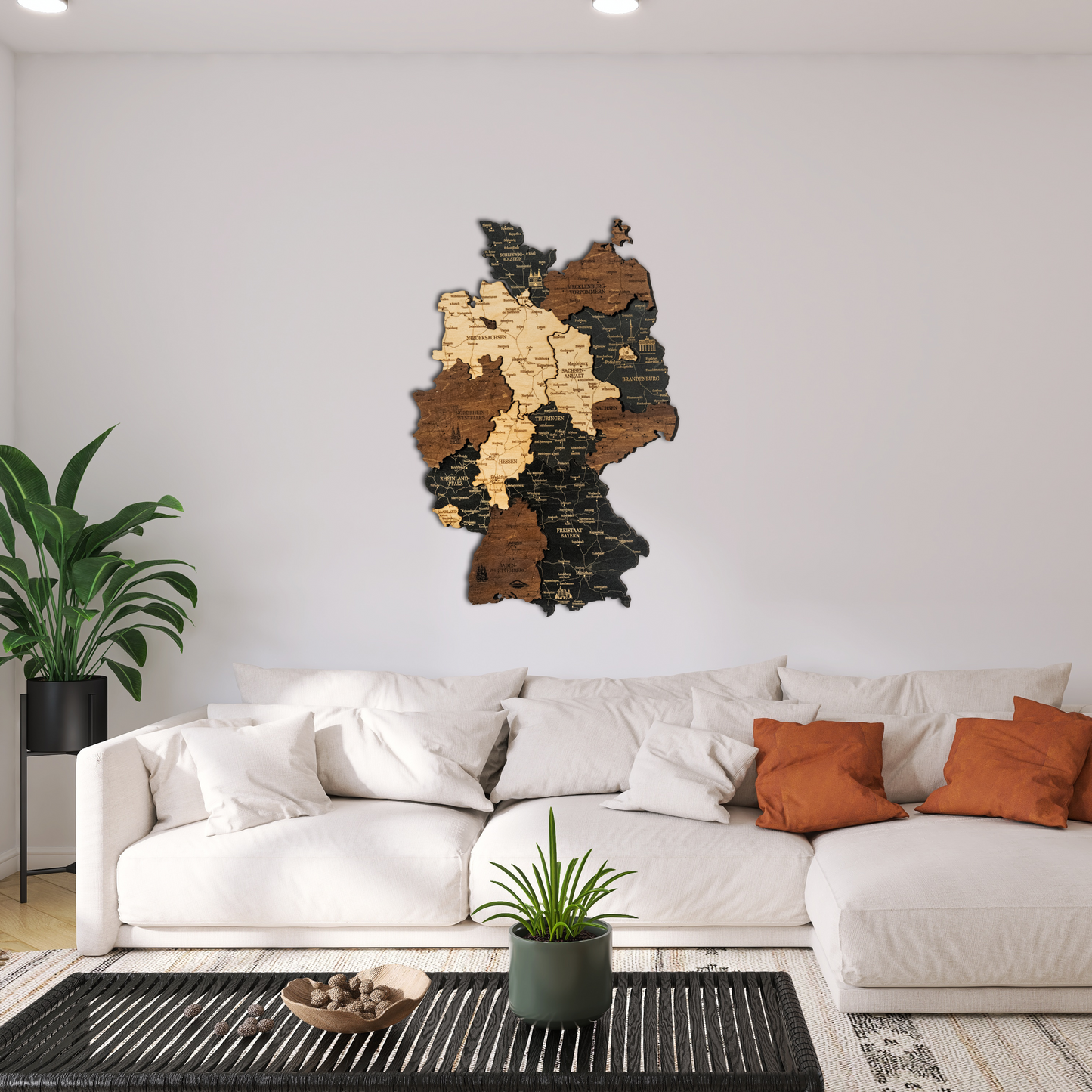 3D Germany Wooden Wall Map – Elegant Wall Art with City Names