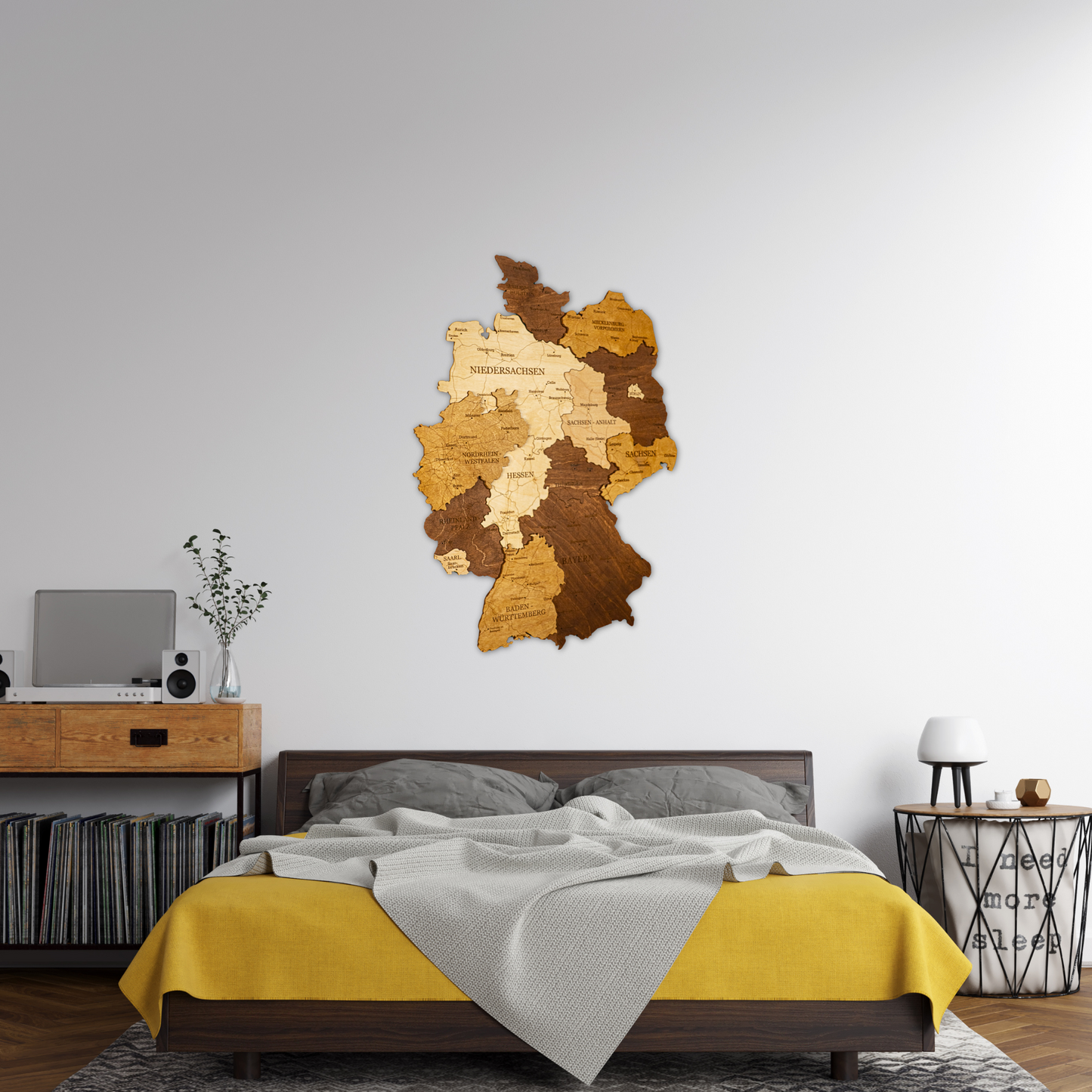 3D Germany Wooden Wall Map – Elegant Wall Art with City Names