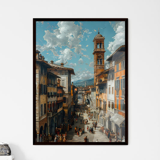 Vibrant 14th Century Italian Florence Street Scene Depicting Market Life Framed Art