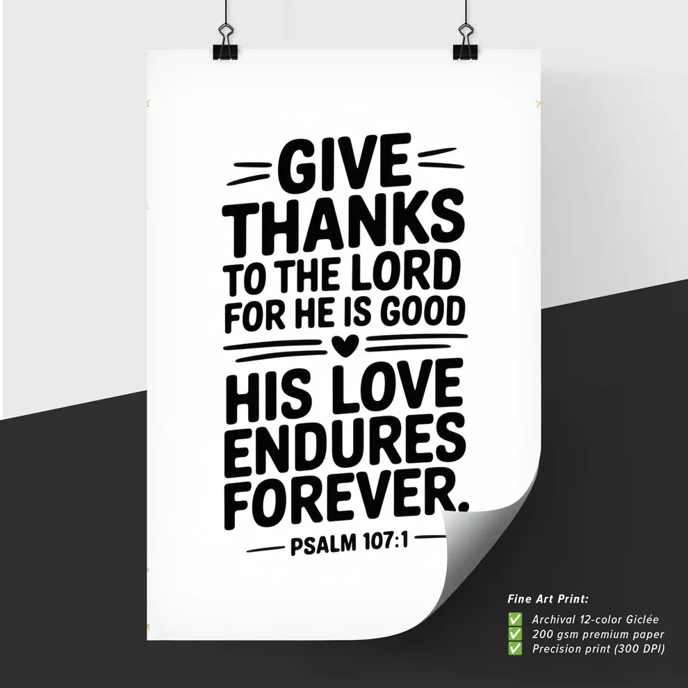 Poster of Inspirational Quote from Psalm 107:1