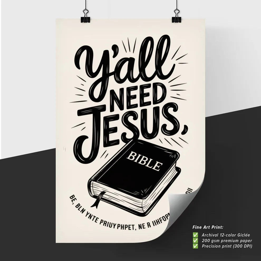 Poster of Y'all Need Jesus, Bible Design