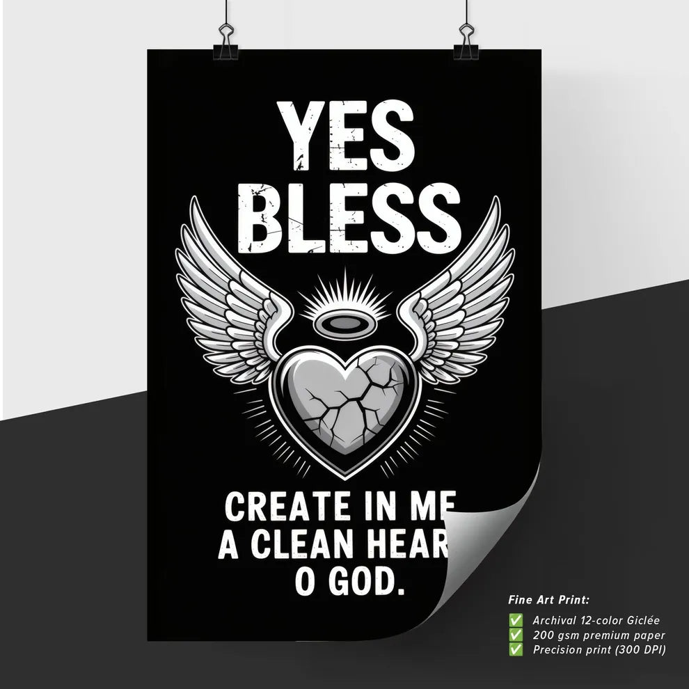 Poster of Heart with Wings and Religious Text