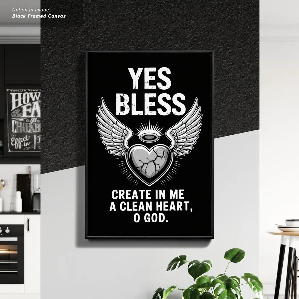 Framed Cancas Print of Heart with Wings and Religious Text