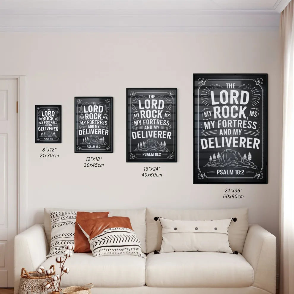 Size Chart for Poster of Psalm 18:2 Inspirational Quote