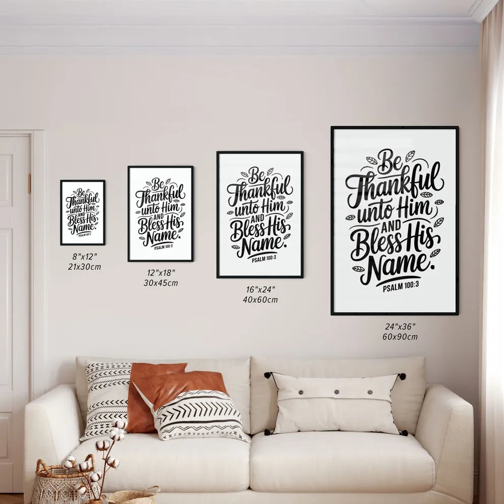 Size Chart for Poster of Inspirational Quote from Psalm 100:3