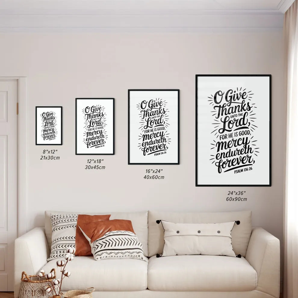 Size Chart for Poster of Inspirational Bible Verse