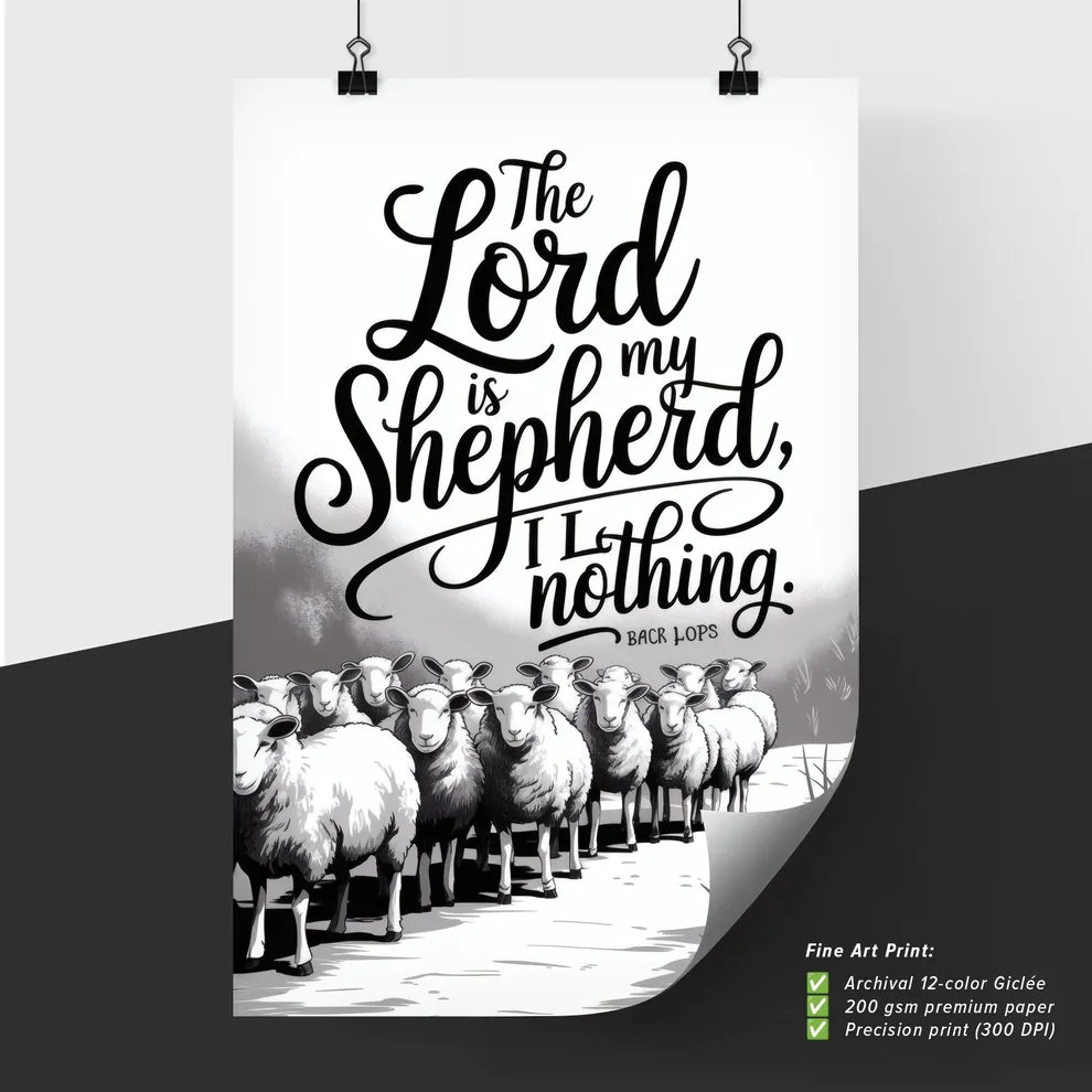 Poster of Text illustration featuring sheep and a biblical quote.