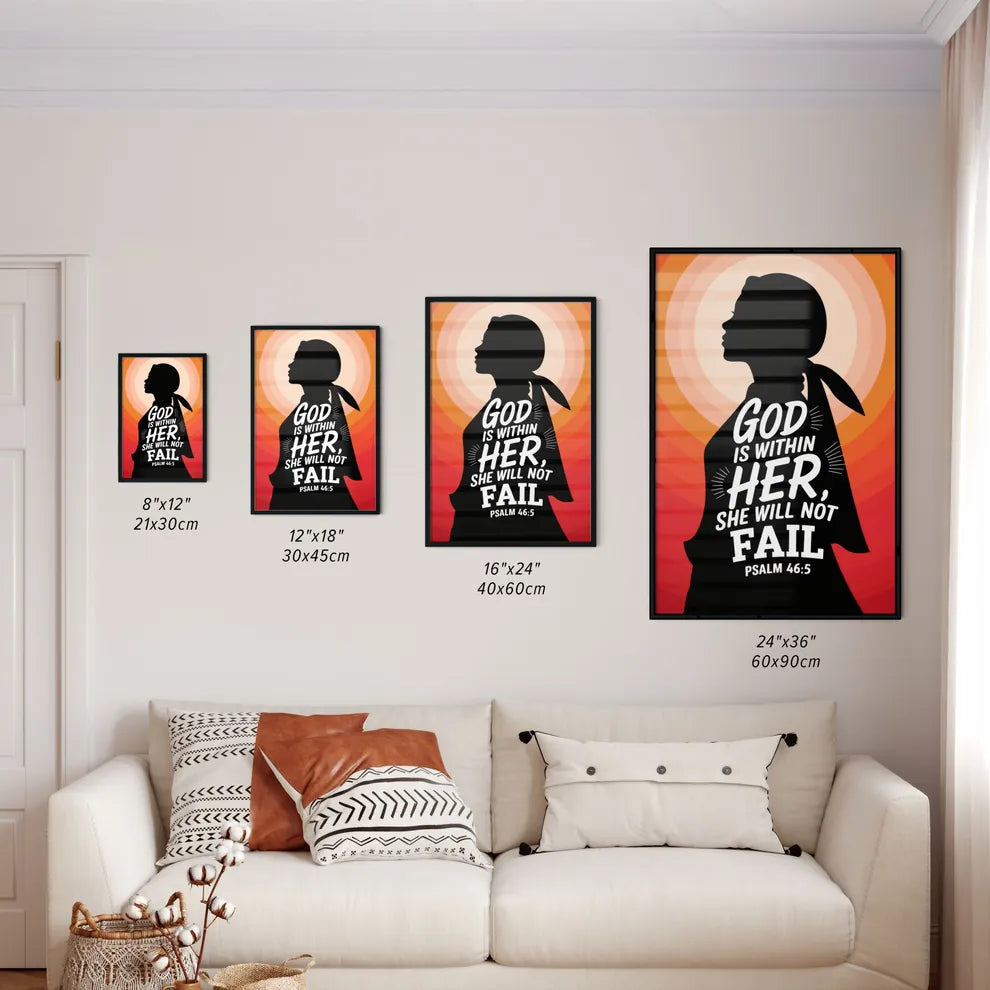 Size Chart for Poster of Inspirational silhouette with text