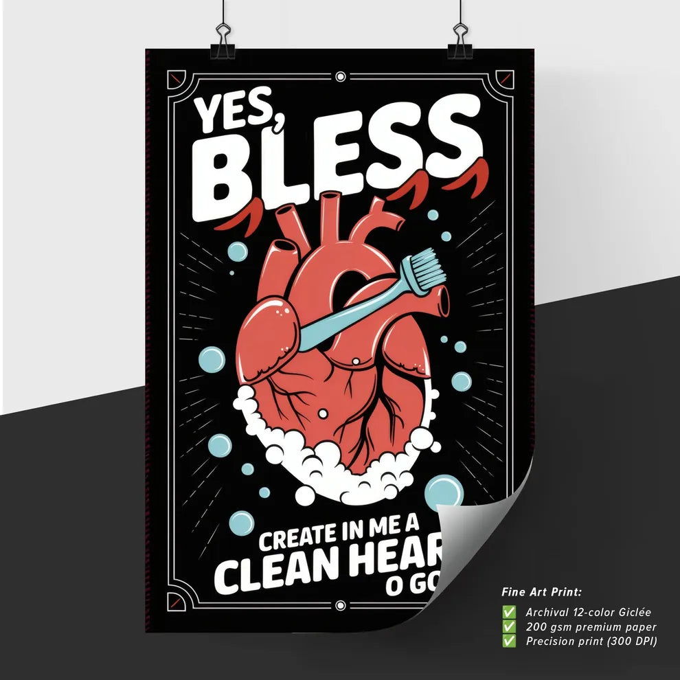 Poster of Heart with Toothbrush Illustration