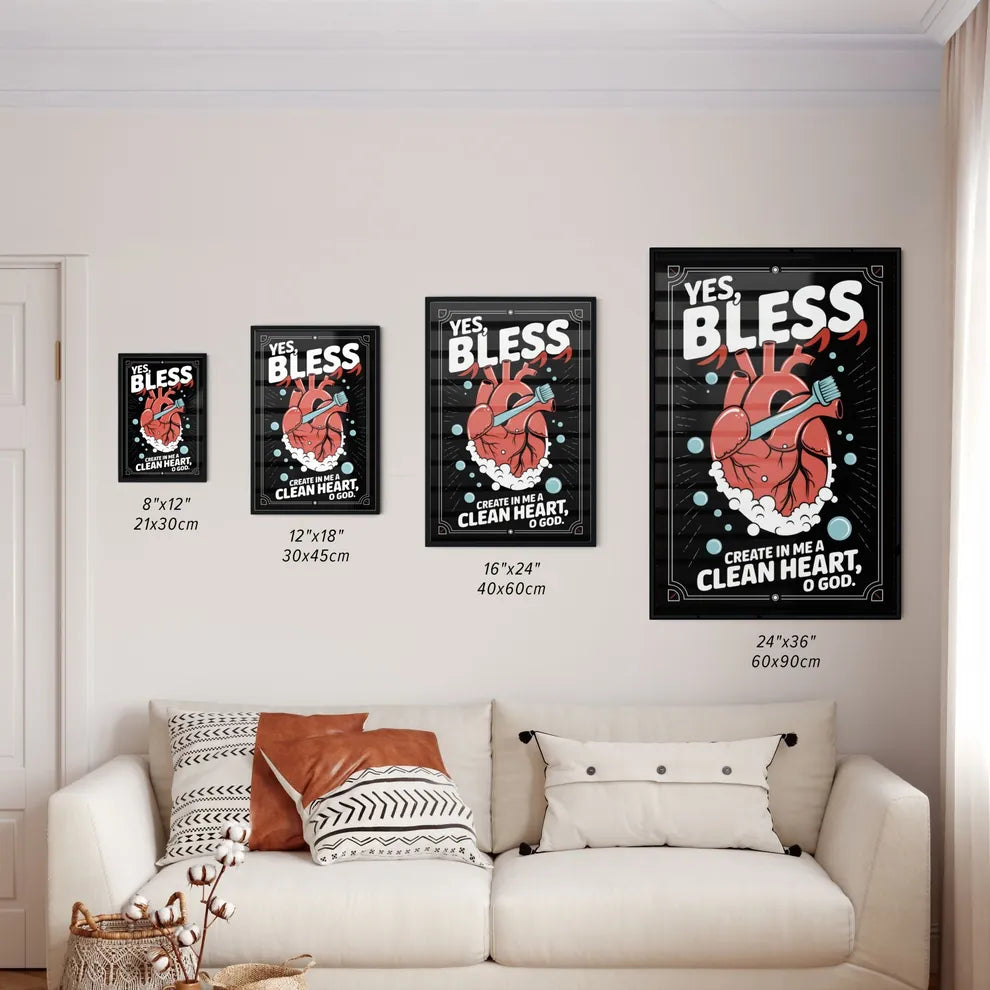 Size Chart for Poster of Heart with Toothbrush Illustration