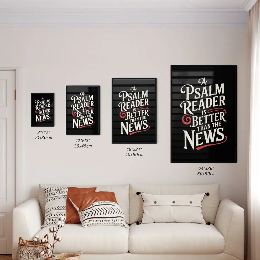 Size Chart for Poster of A Psalm Reader