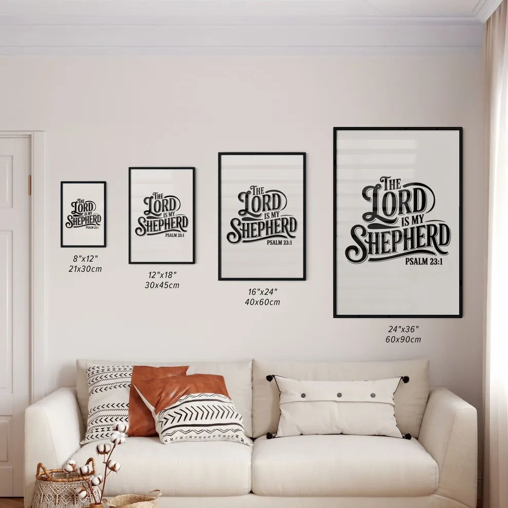 Size Chart for Poster of ypography of Psalm 23:1