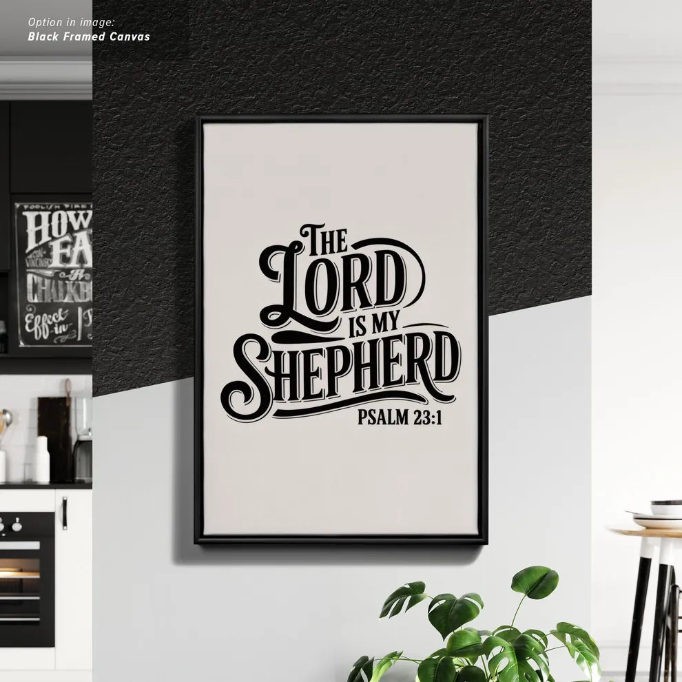 Framed Cancas Print of ypography of Psalm 23:1