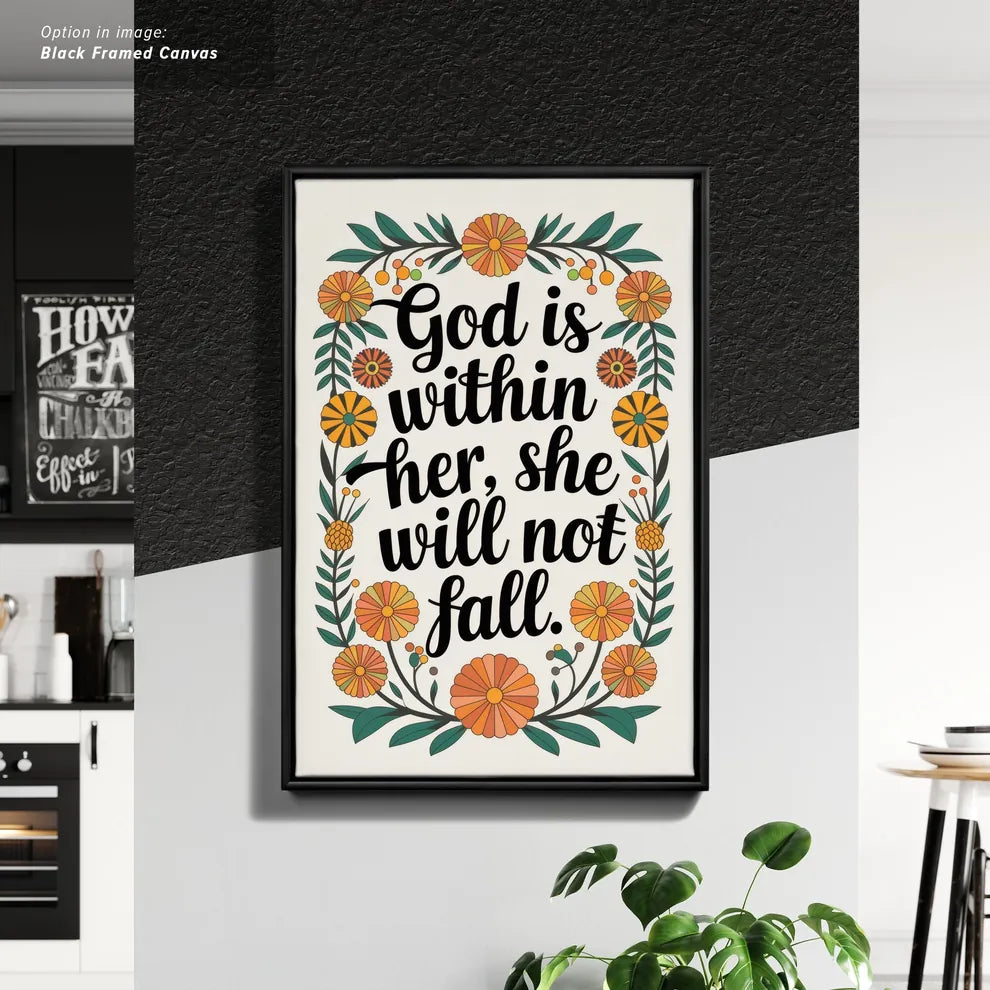 Framed Cancas Print of Inspirational Quote with Floral Design