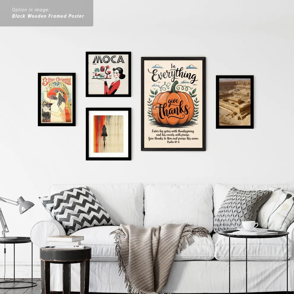 Vintage Ads with Pumpkin-themed Thanksgiving art with scripture.