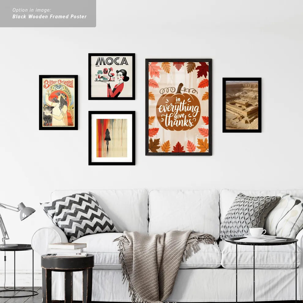 Vintage Ads with Fall themed Thanksgiving design with a pumpkin and leaves.