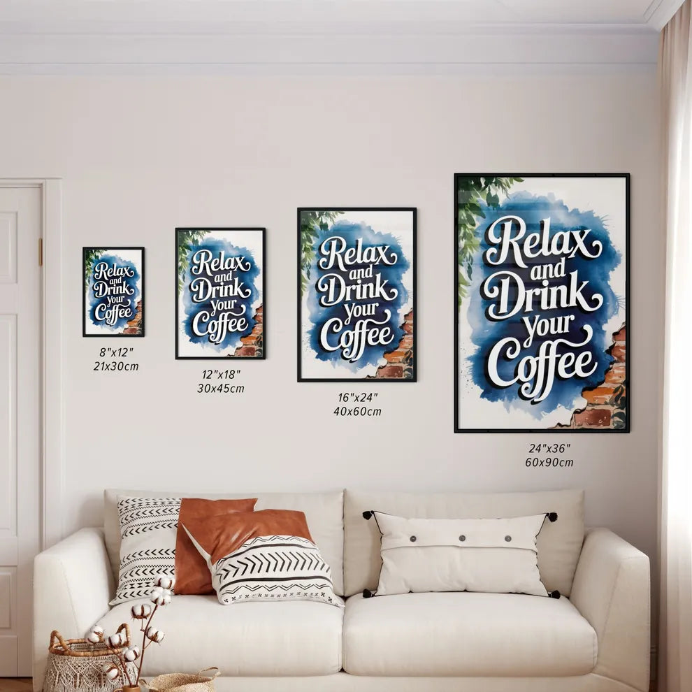 Size Chart for Poster of Coffee-themed Typography Art