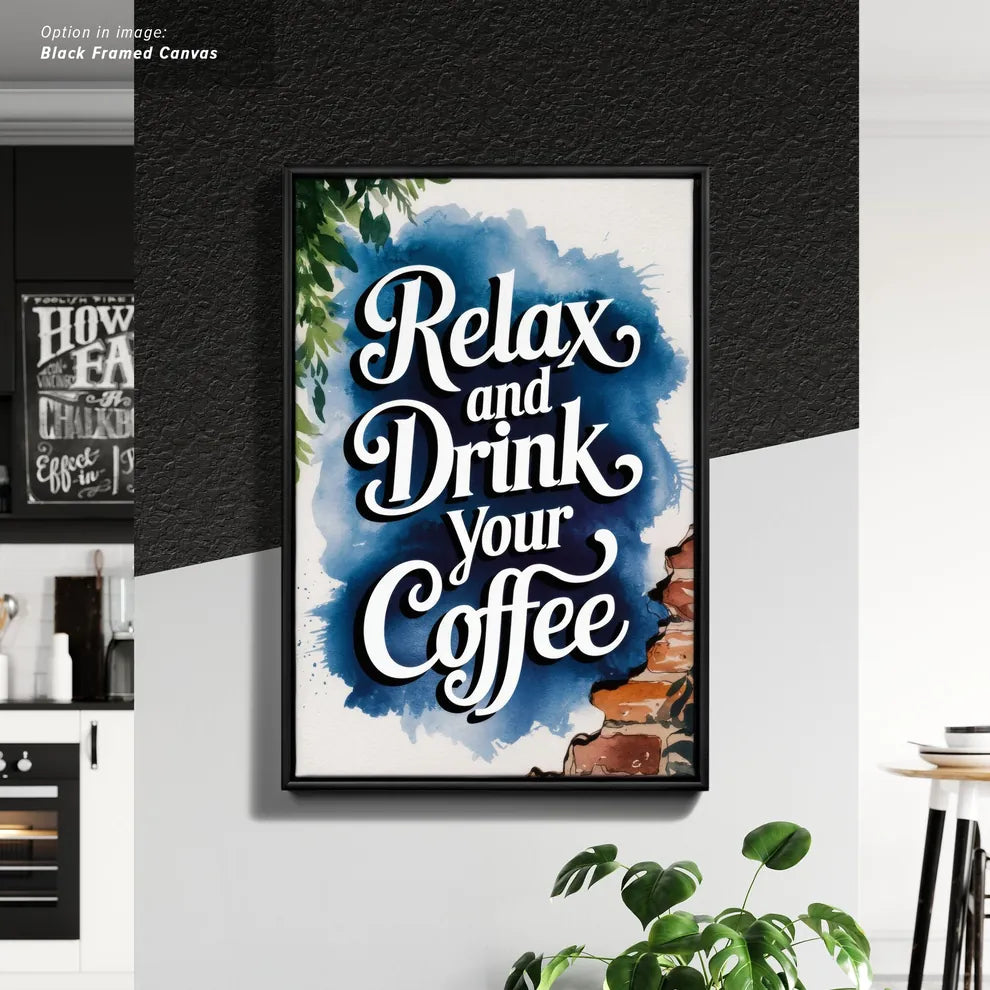 Framed Cancas Print of Coffee-themed Typography Art