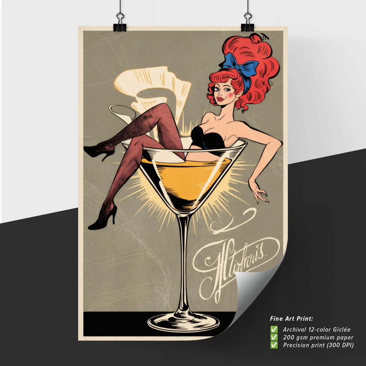 Poster of Retro pin-up girl in a martini glass