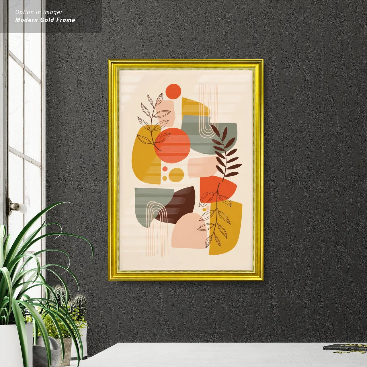 Abstract shapes and leaves illustration