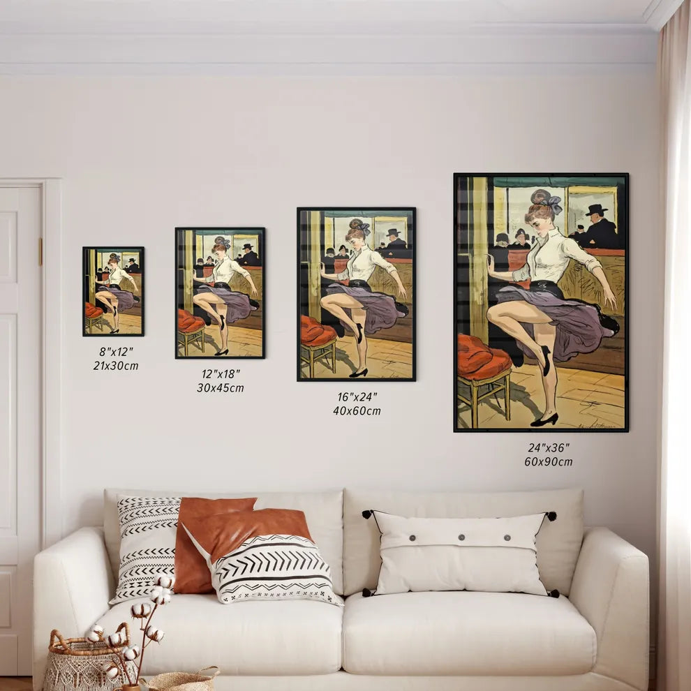 Size Chart for Poster of Woman dancing in a lively interior
