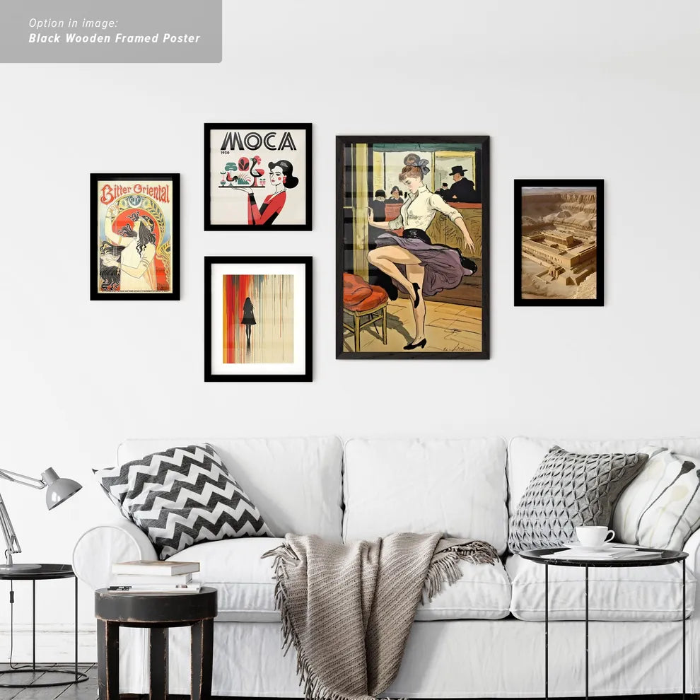 Vintage Ads with Woman dancing in a lively interior