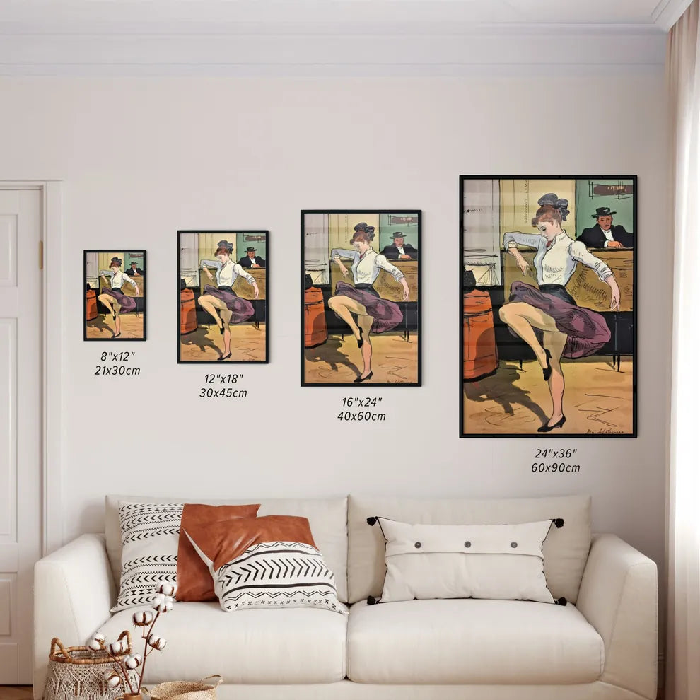 Size Chart for Poster of Woman dancing in a bar setting