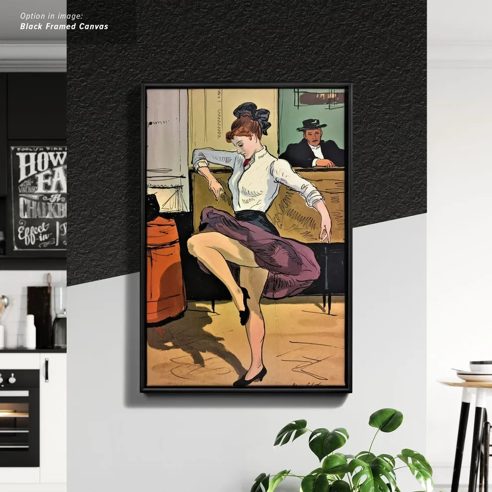 Framed Cancas Print of Woman dancing in a bar setting