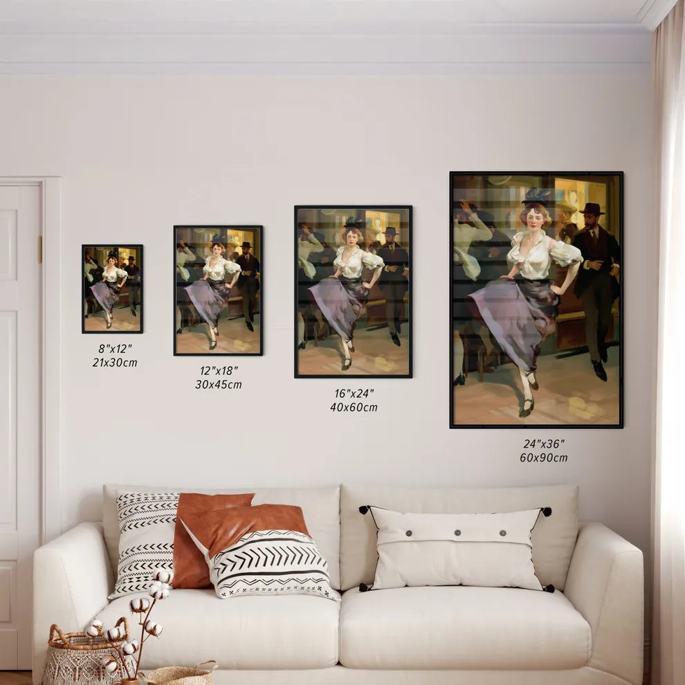 Size Chart for Poster of Woman dancing in period attire