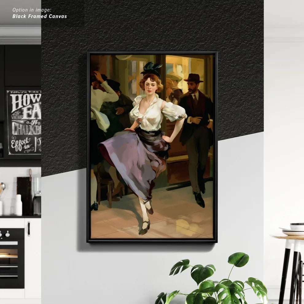 Framed Cancas Print of Woman dancing in period attire