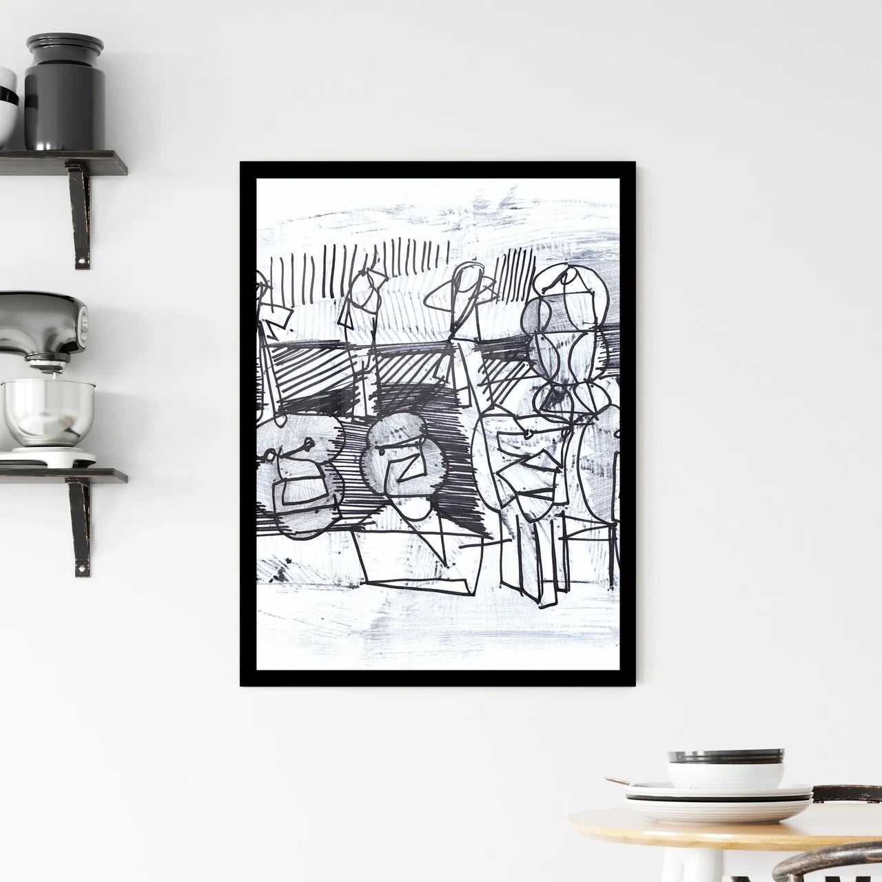 Abstract Conversations: Echoes of Form and Line in Motion Framed Print