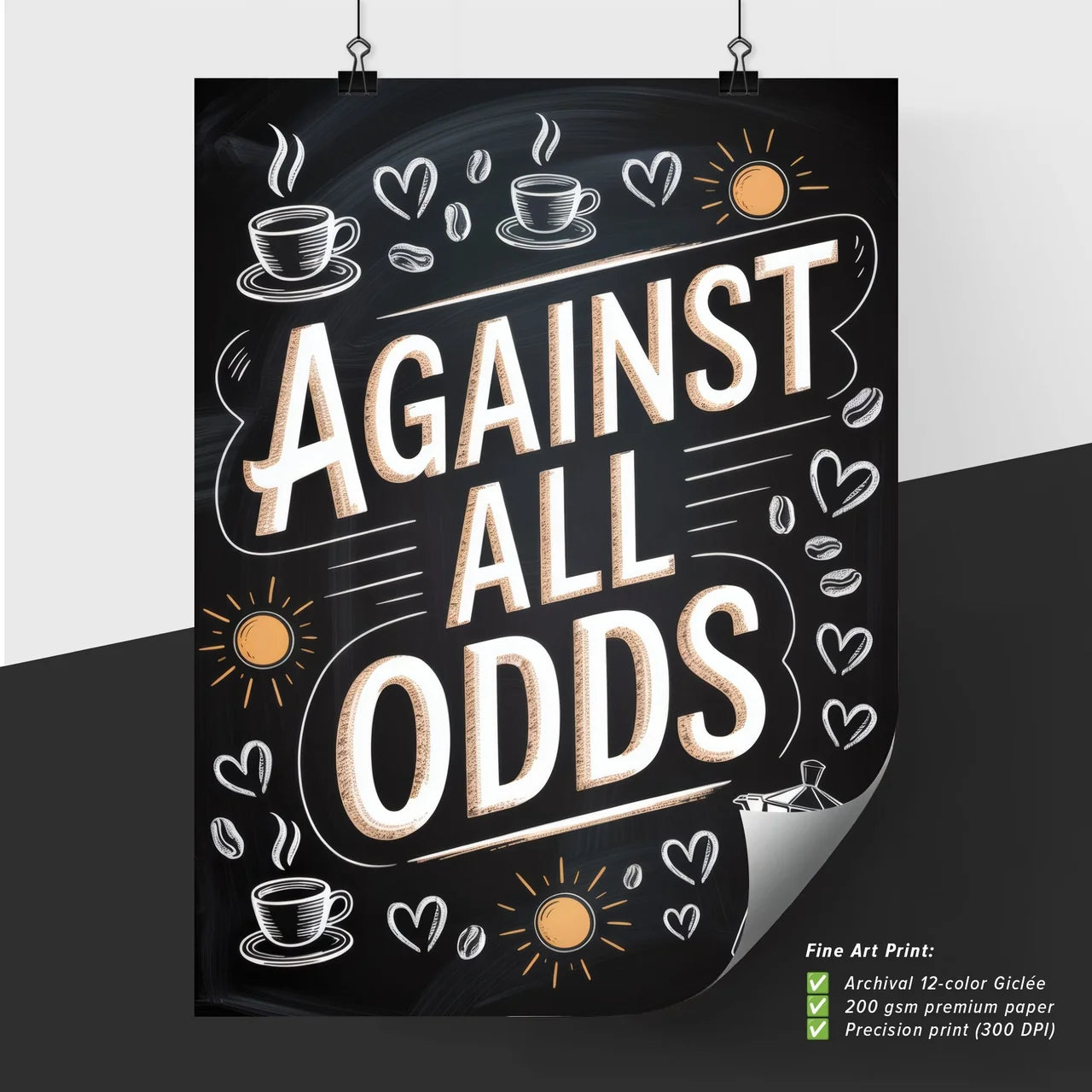 Bold Coffee Art: Embracing Positivity Against All Odds in a Creative Design