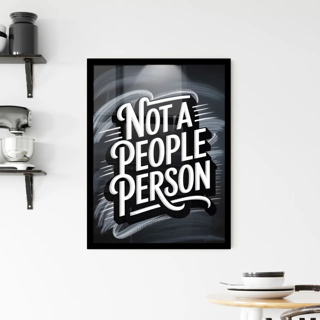 Bold Typography Design: Not a People Person on Dynamic Background Framed Print
