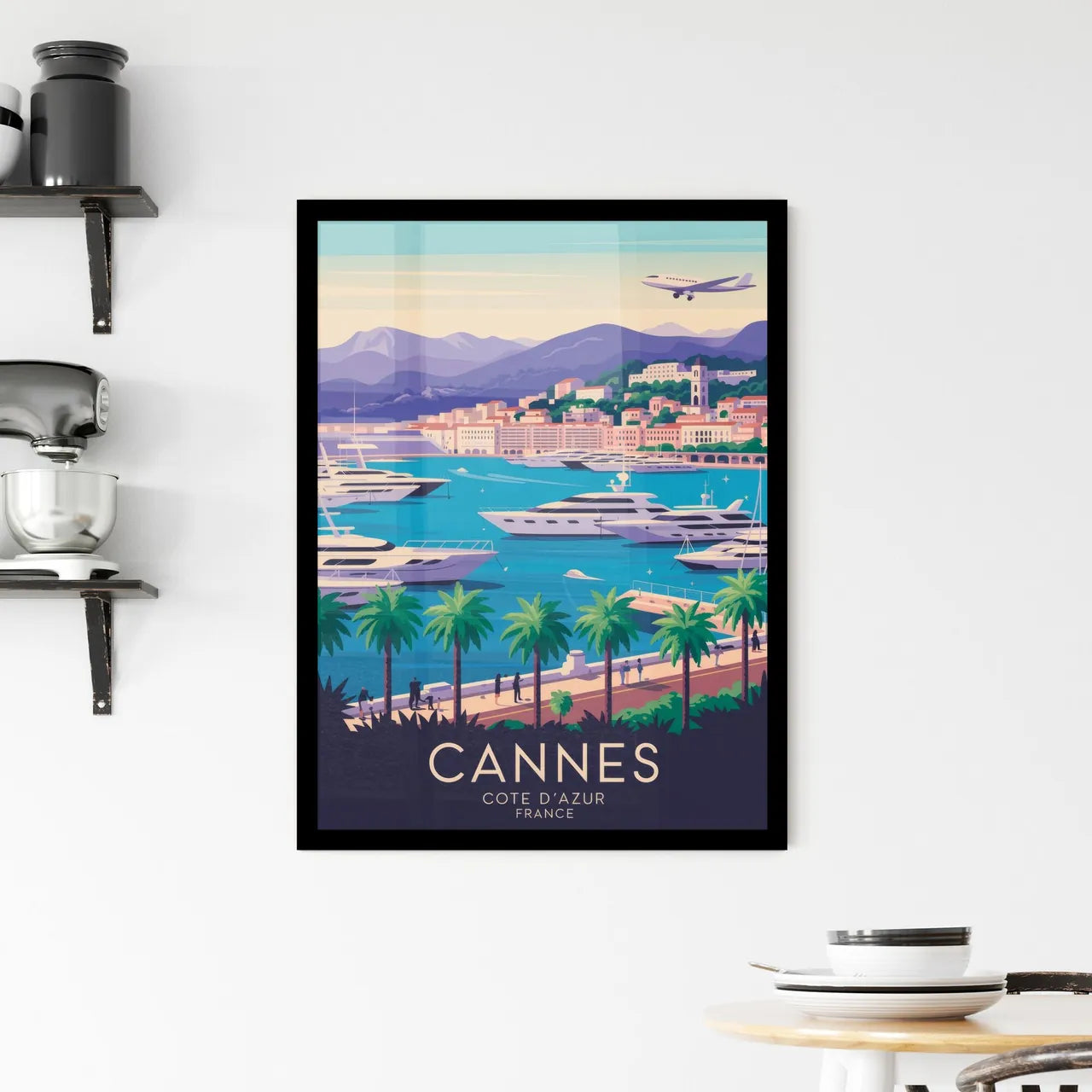 Cannes: A Stunning Coastal Paradise with Luxury Yachts and Breathtaking Mountain Views in Côte d'Azur, France. Framed Print