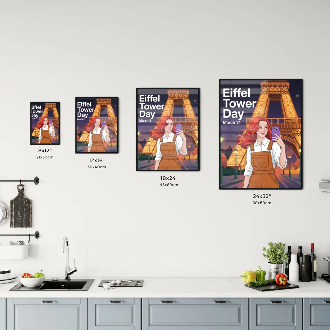 Celebrate Eiffel Tower Day: A Young Woman Enjoying Parisian Nightlife and Taking Selfies Chart