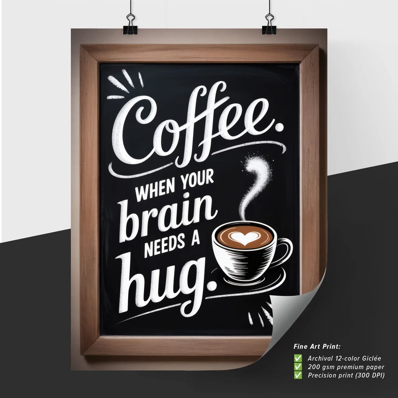 Chalkboard Art: Coffee, the Warm Hug Your Brain Craves for Comfort and Energy.