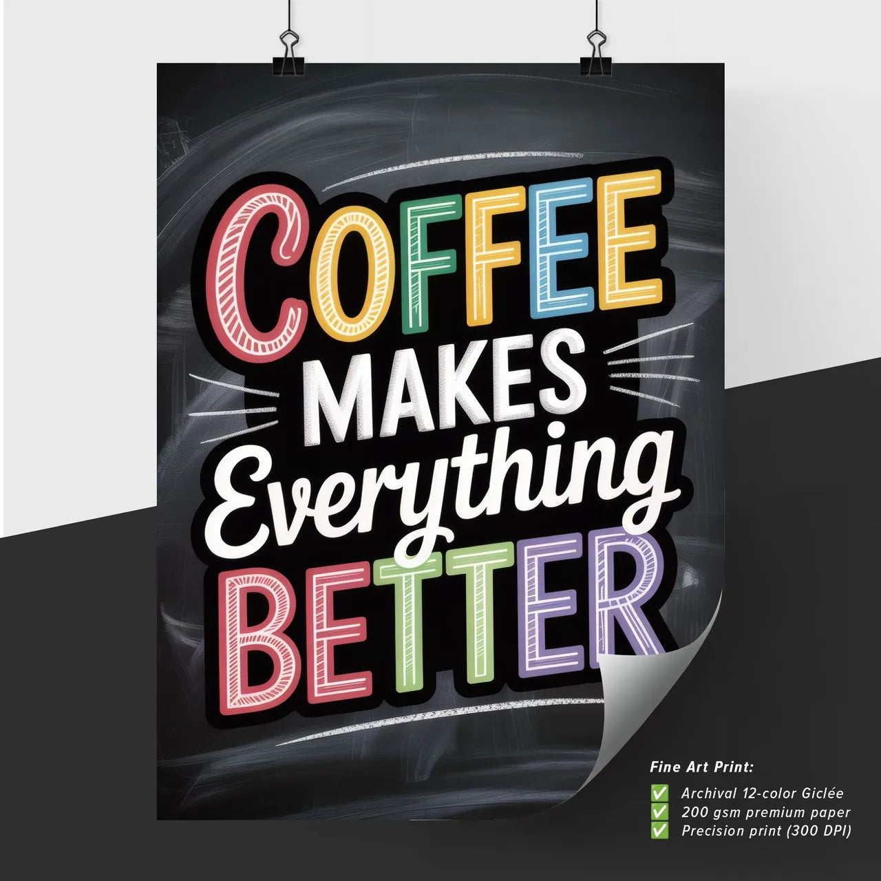 Chalkboard Art: Inspirational Coffee Quote for Brightening Your Day and Boosting Motivation.