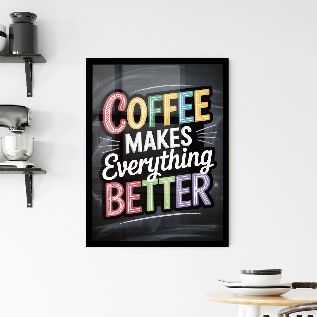 Chalkboard Art: Inspirational Coffee Quote for Brightening Your Day and Boosting Motivation. Framed Print