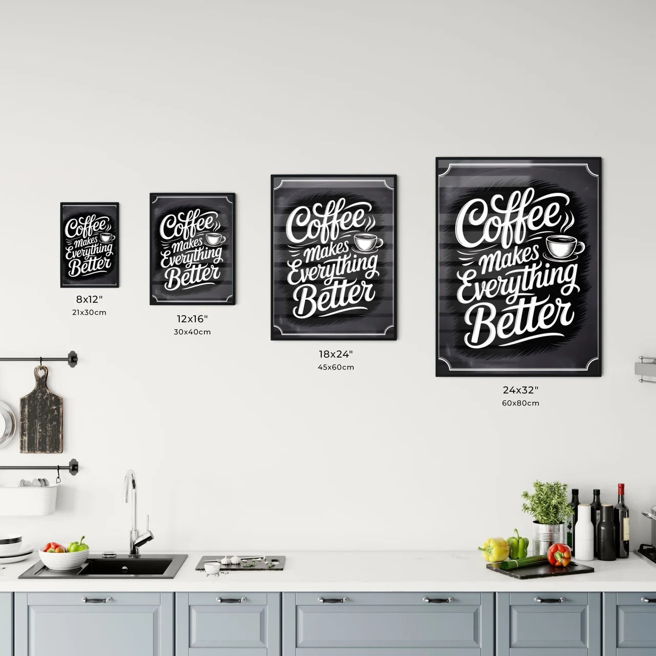 Chalkboard Coffee Quote: 'Coffee Makes Everything Better' – Perfect for Cafes and Coffee Enthusiasts. Chart