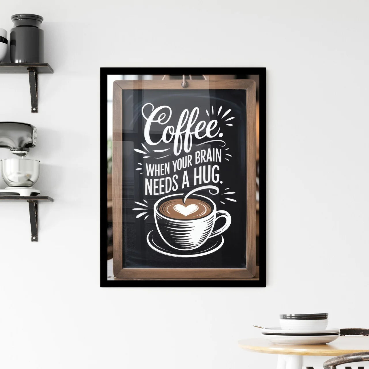 Chalkboard Coffee Sign: Comforting Quotes for Coffee Lovers and Cozy Cafés. Framed Print