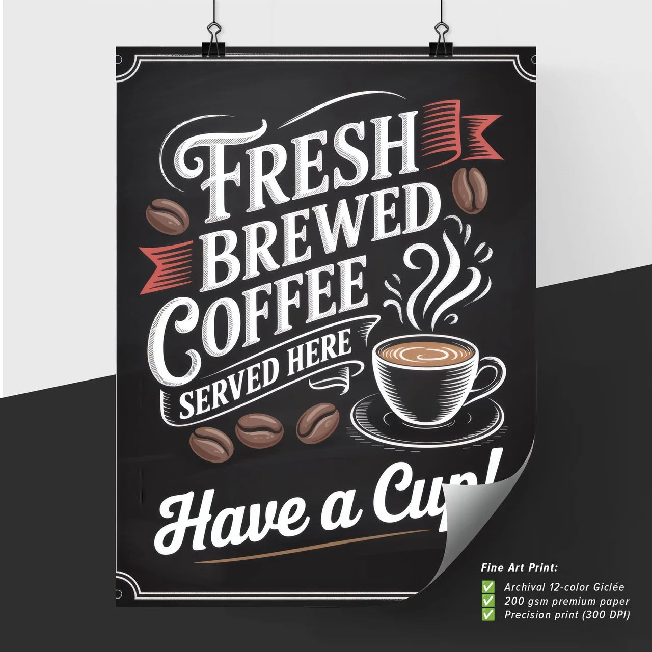 Chalkboard Style Fresh Brewed Coffee Sign – Enjoy Your Perfect Cup Here!