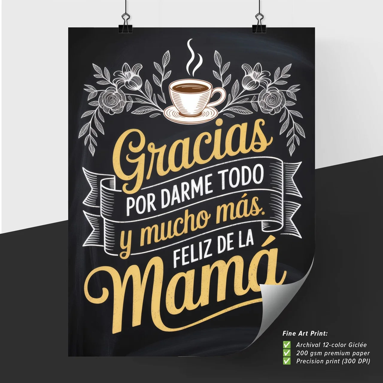 Chalkboard Style Thank You Message for Mother's Day Celebration with Decorative Elements.